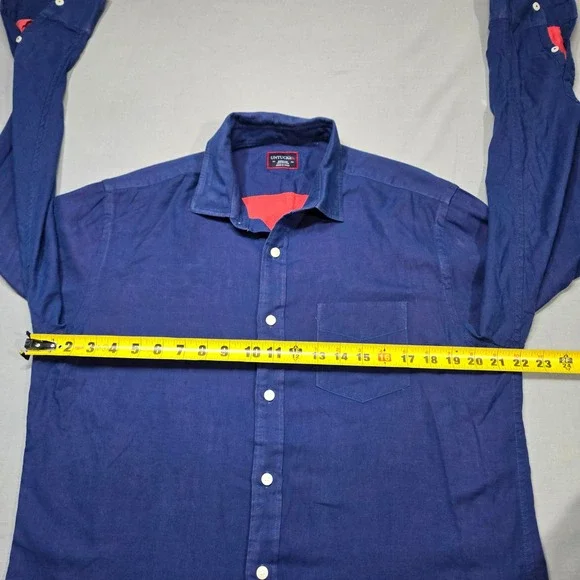 UNTUCKit Button Down Shirt Medium Blue Quagliano-Red Long Sleeve Cotton - Picture 7 of 9